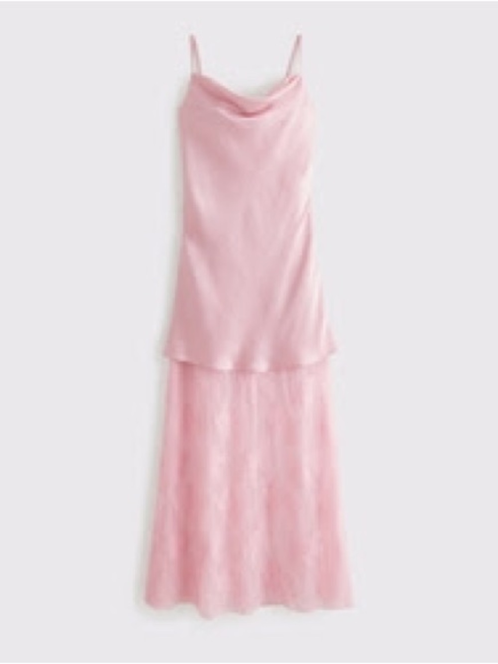 💗✨ NWT Women's Pink Cowl Neck Lace Maxi Dress – Romantic Satin & Lace ✨💗
